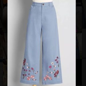 Princess Highway ModCloth Embroidered Embroidery Jeans Pants Vintage Retro